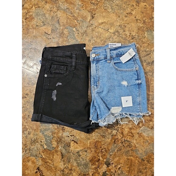 Lot of 2 NWT Old Navy Boyfriend Cutoff Cuffed Shorts SZ 2 Denim Distressed (A225 - Picture 8 of 10